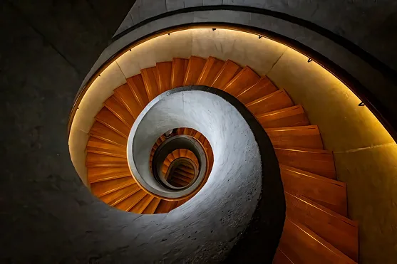 top view of a spiral staircase